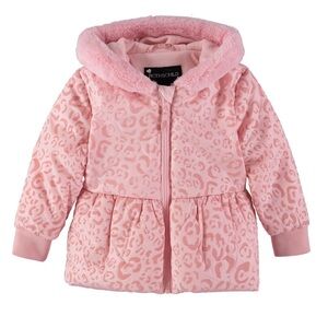 NWT S. Rothschild Toddler Girls Flocked Parka with Mittens Jacket